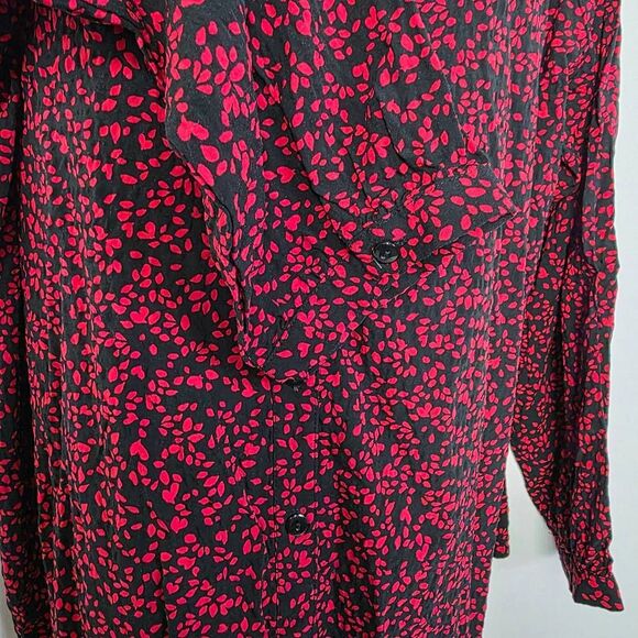 CJ Banks Black Red Floral Button Front Blouse 2X - Picture 3 of 7